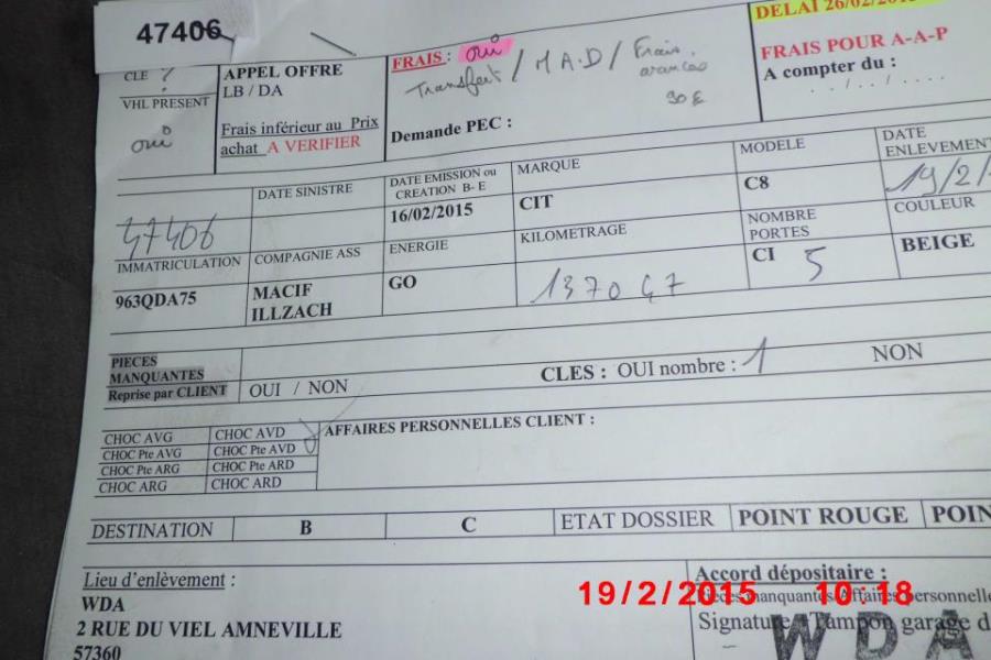 Verin de coffre droit CITROEN C8 Diesel - 1