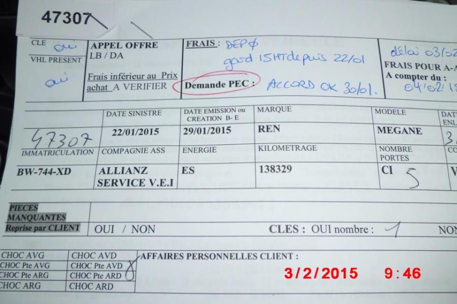 Verin de coffre gauche RENAULT MEGANE 2 PHASE 1 Essence - 1