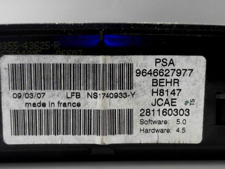 Image Commande chauffage - PEUGEOT 307