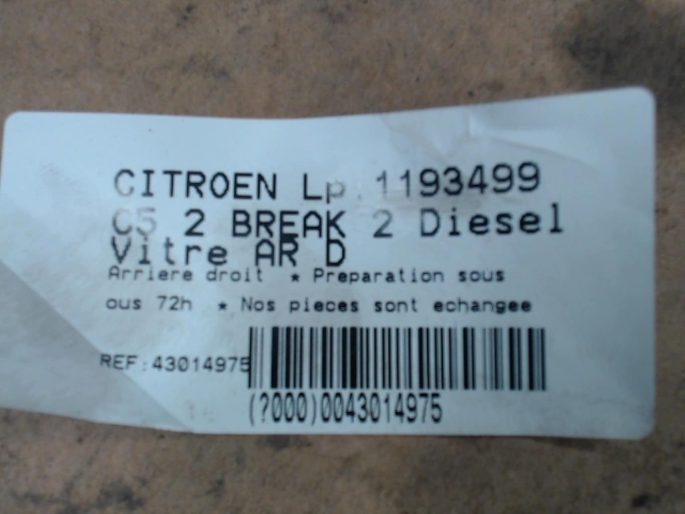 Vetro posteriore destro CITROEN C5 2 BREAK Diésel - 1