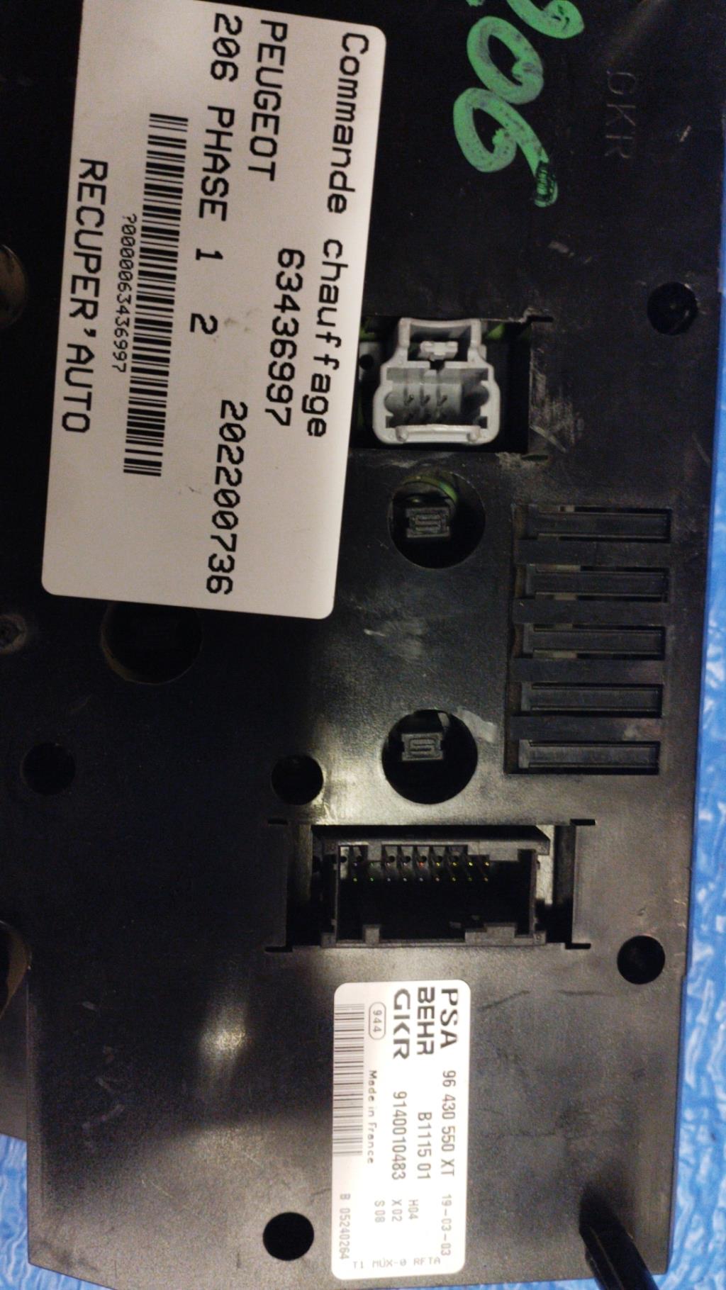 Commande chauffage PEUGEOT 206 PHASE 1 Diesel - 1
