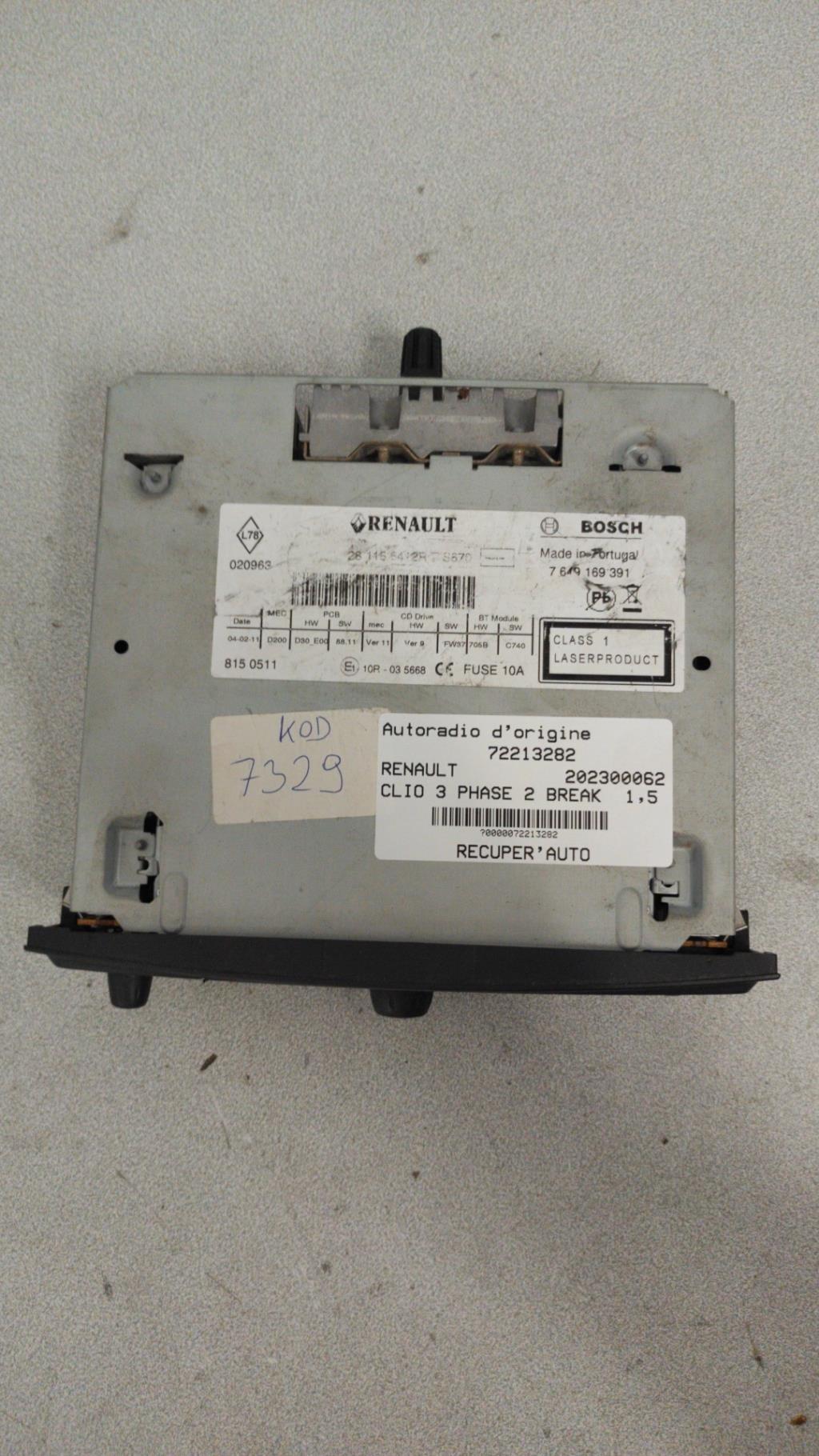Autoradio originale RENAULT CLIO 3 PHASE 2 BREAK Diésel - 1