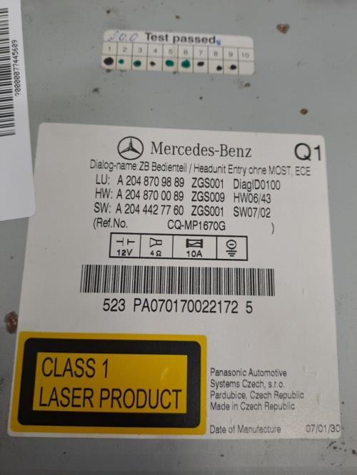 Image Autoradio d'origine - MERCEDES CLASSE C 204