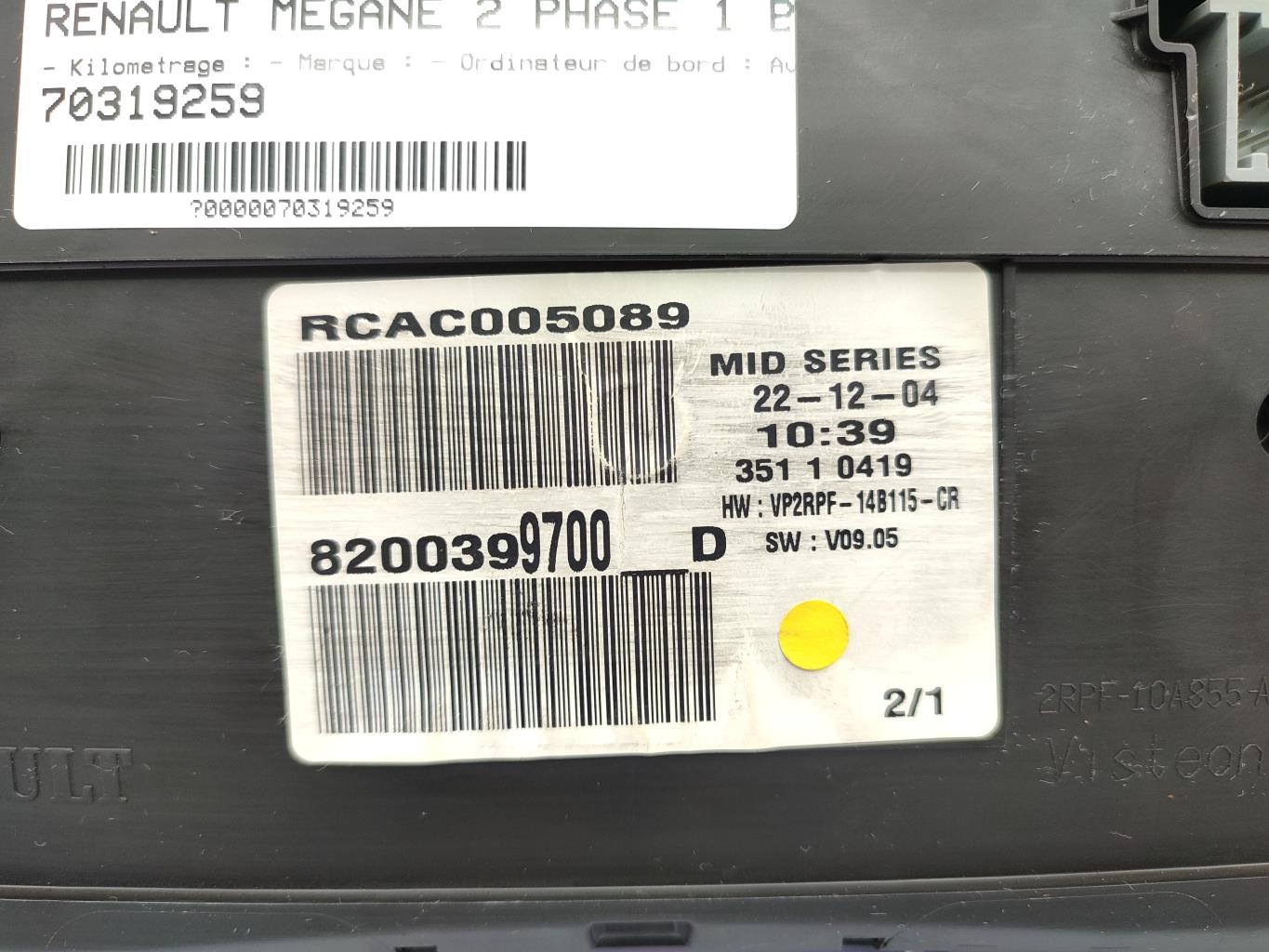 Compteur RENAULT MEGANE 2 PHASE 1 BREAK Diesel - 1