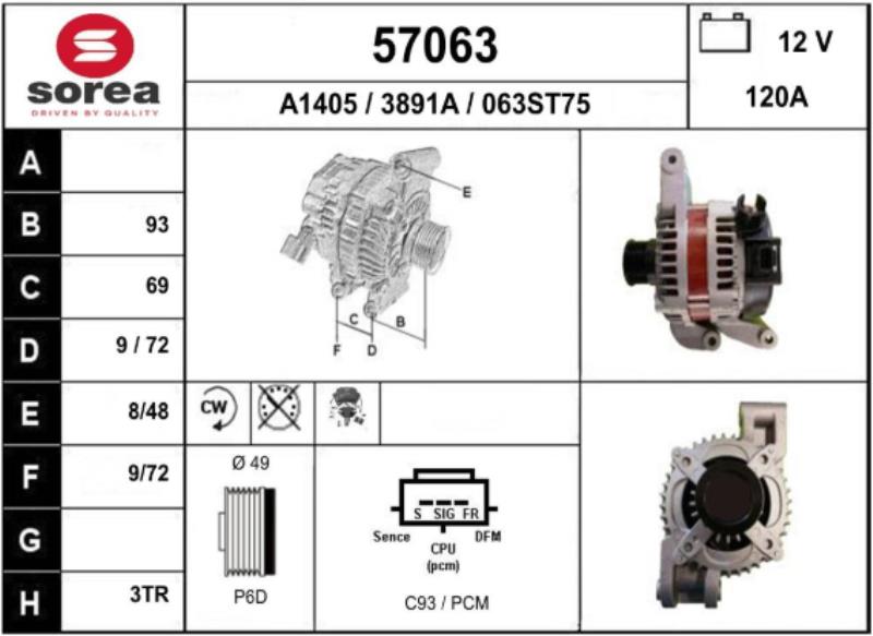 Alternateur FORD C-MAX 1 PHASE 1 Essence - 1