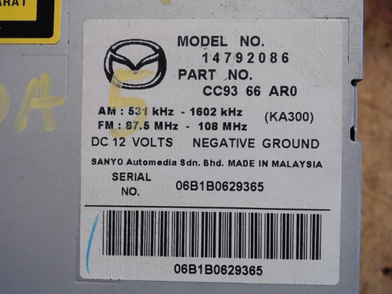 Autorradio original MAZDA 5 1 PHASE 1 Diésel - 1