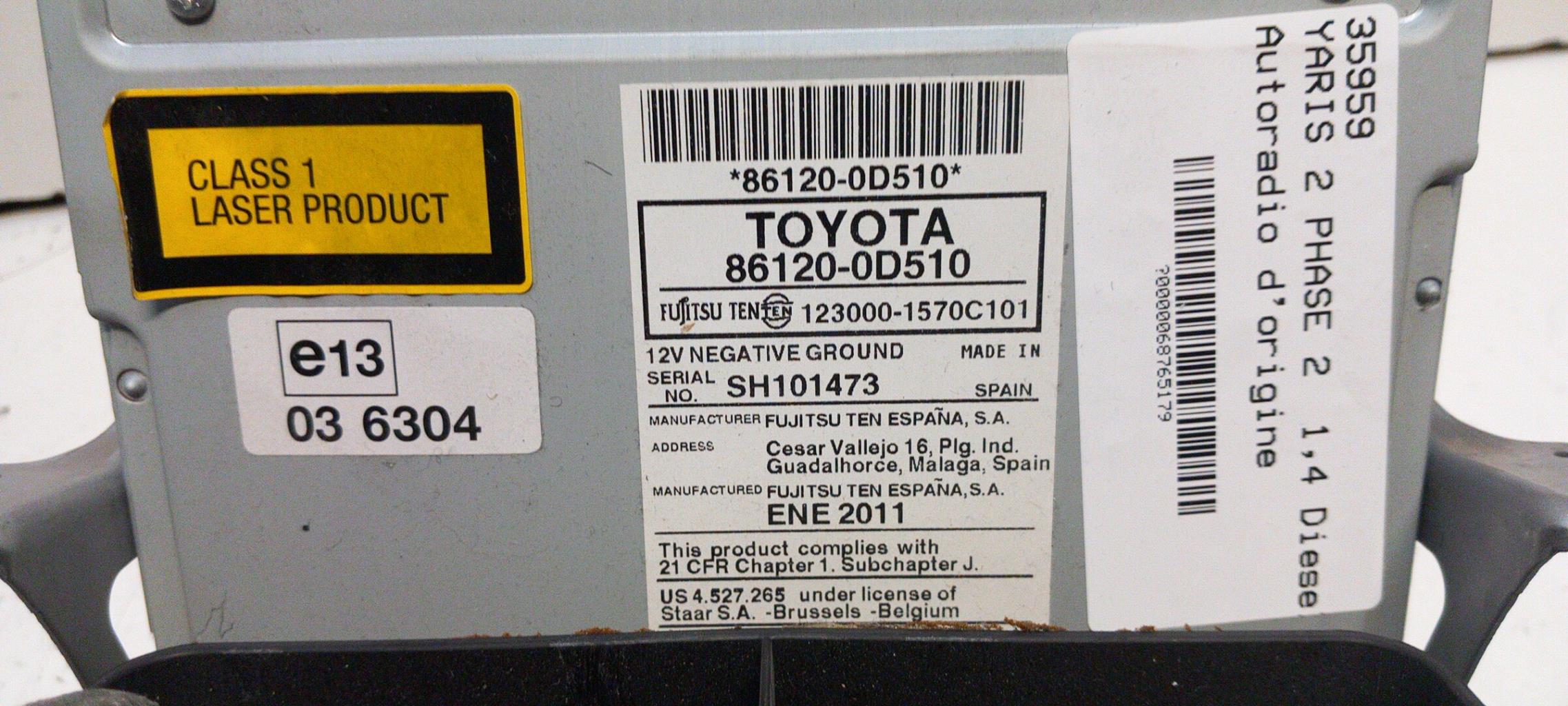 Autoradio originale TOYOTA YARIS 2 PHASE 2 Diésel - 1