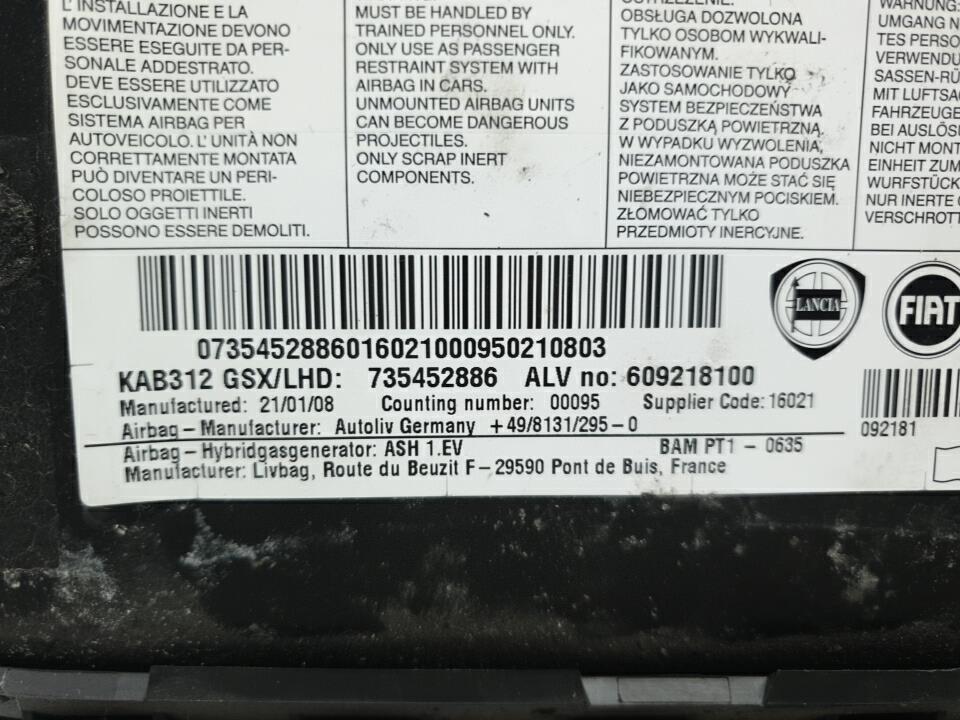 Air bag passager fiat 500 2 phase 1