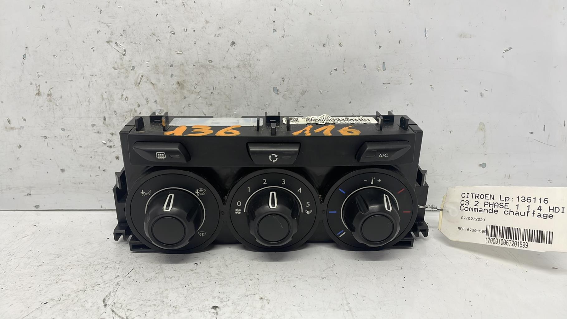 Commande chauffage citroen c3 2 phase 1