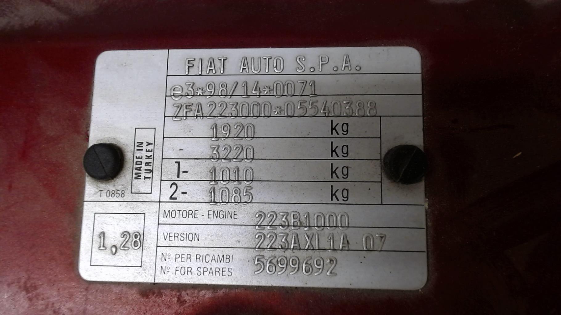 Musetto anteriore FIAT DOBLO 1 PHASE 2 Diésel - 1