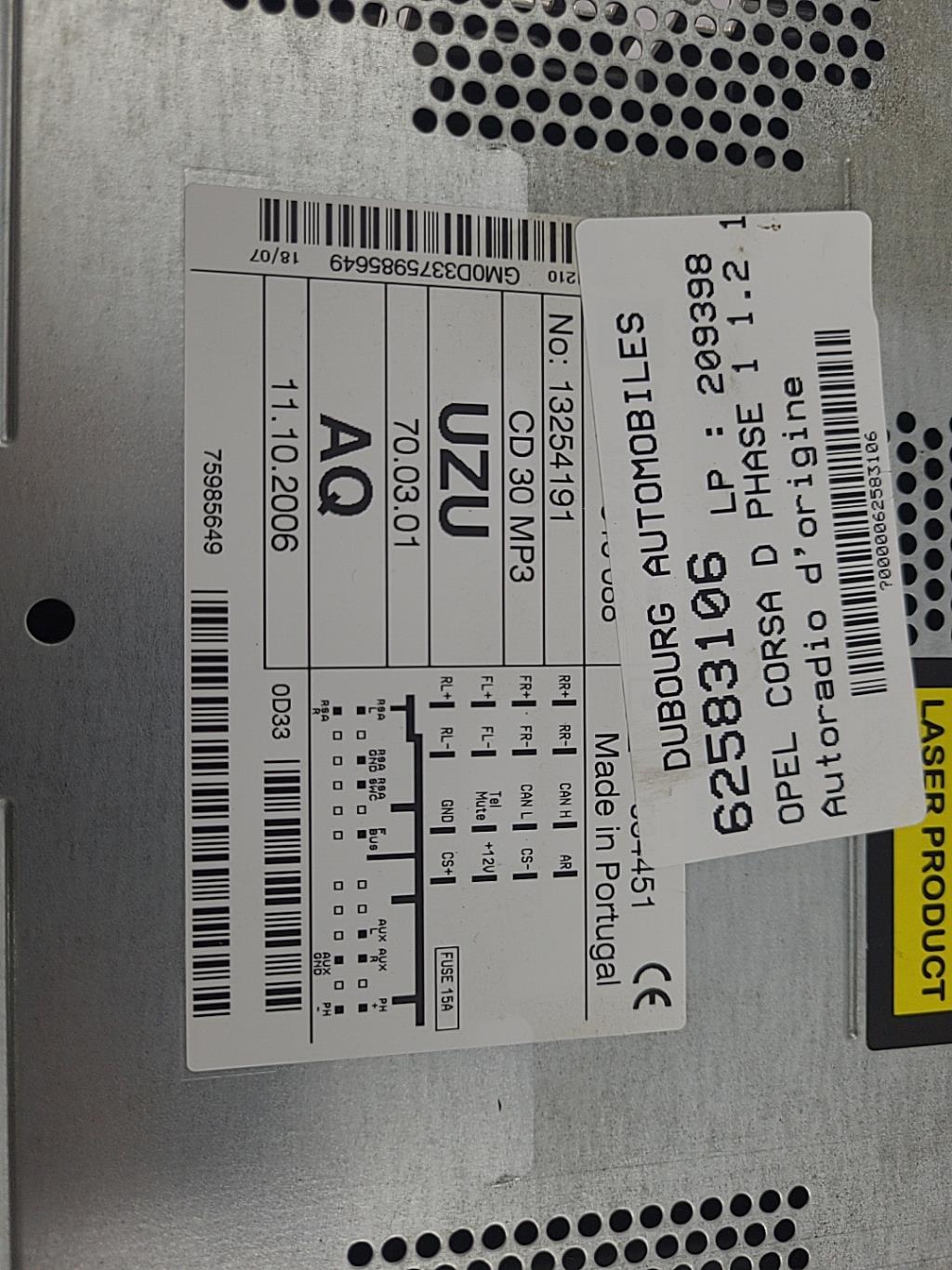 Autoradio originale OPEL CORSA D PHASE 1 Gasolina - 1
