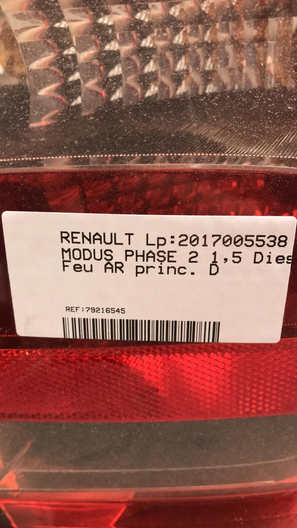 Feu arriere principal droit (feux) RENAULT MODUS PHASE 2 Diesel - 1
