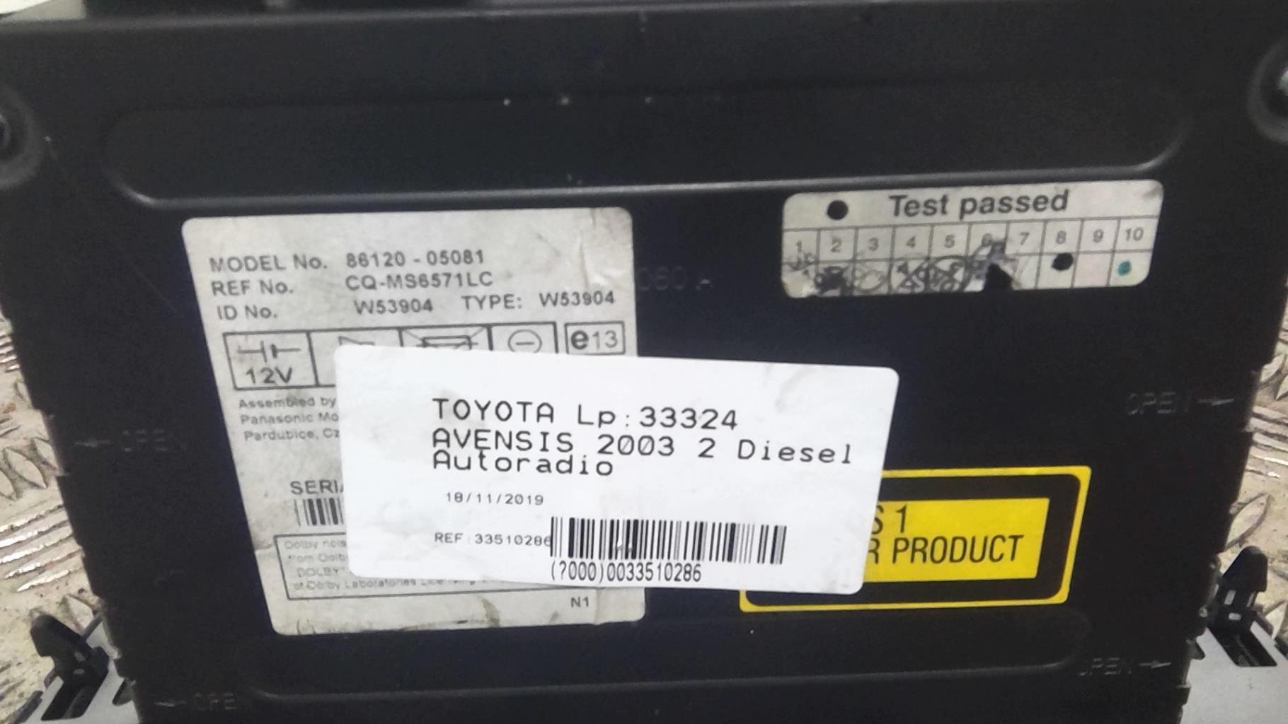 Autoradio TOYOTA AVENSIS 2 PHASE 1 Diésel - 1