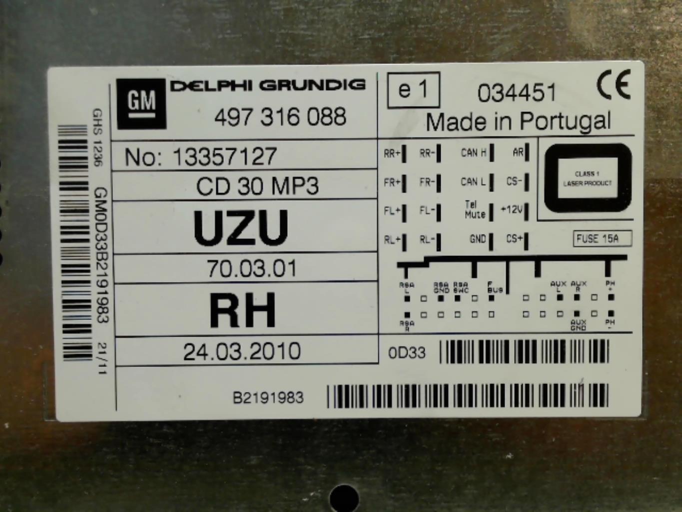 Autoradio originale OPEL CORSA D PHASE 2 Diésel - 1