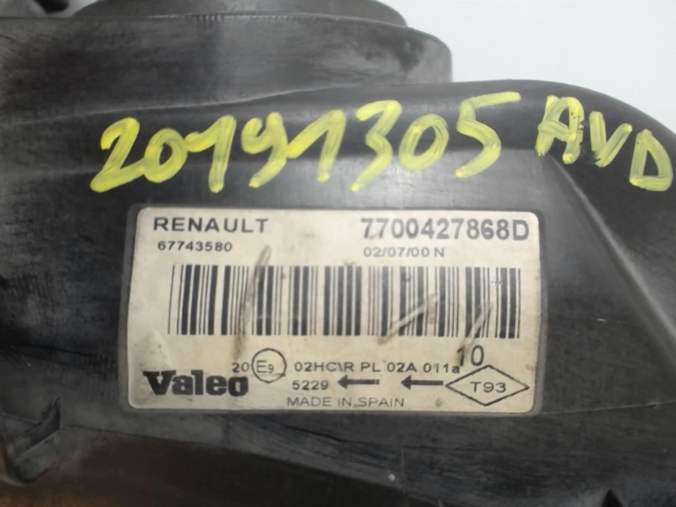 Image Optique avant principal droit (feux)(phare) - RENAULT MEGANE 1