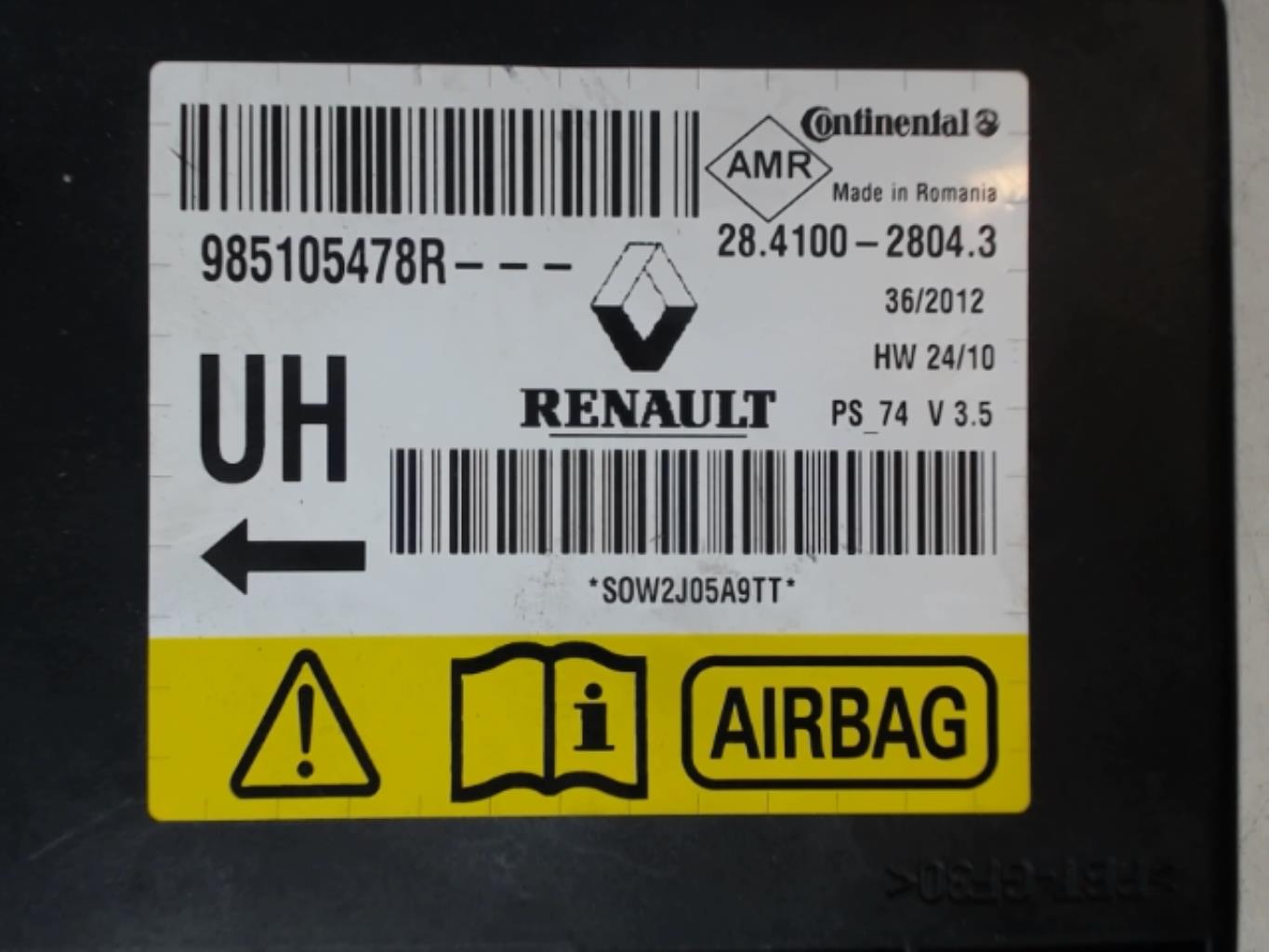 Image Boitier air bag - RENAULT MEGANE 3