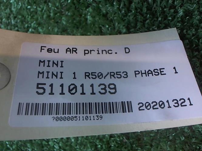 Image Feu arriere principal droit (feux) - MINI MINI 1 R50/R53