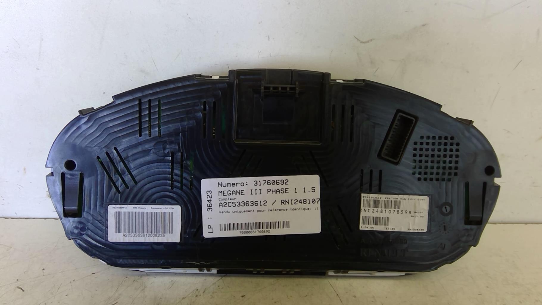 Compteur RENAULT MEGANE 3 PHASE 1 Diesel - 1