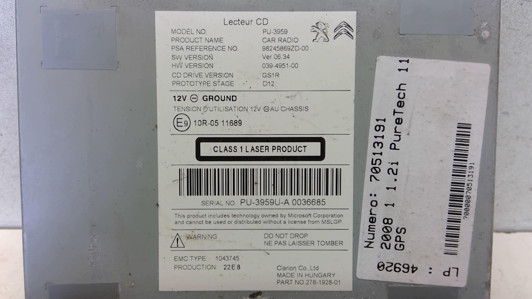 GPS PEUGEOT 2008 1 PHASE 2 Essence - 1