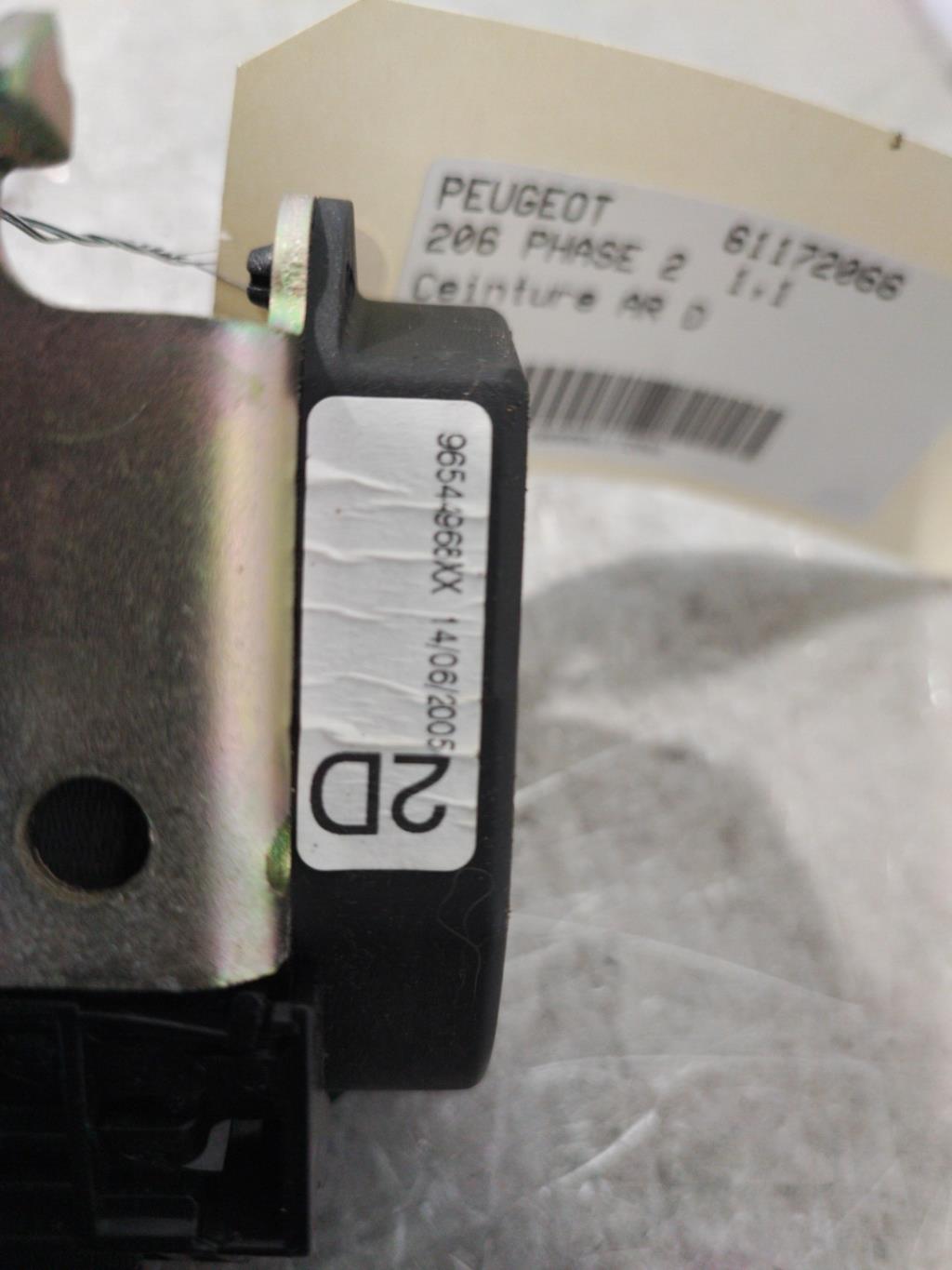 Cintura di sicurezza posteriore destra PEUGEOT 206 PHASE 2 Gasolina - 1