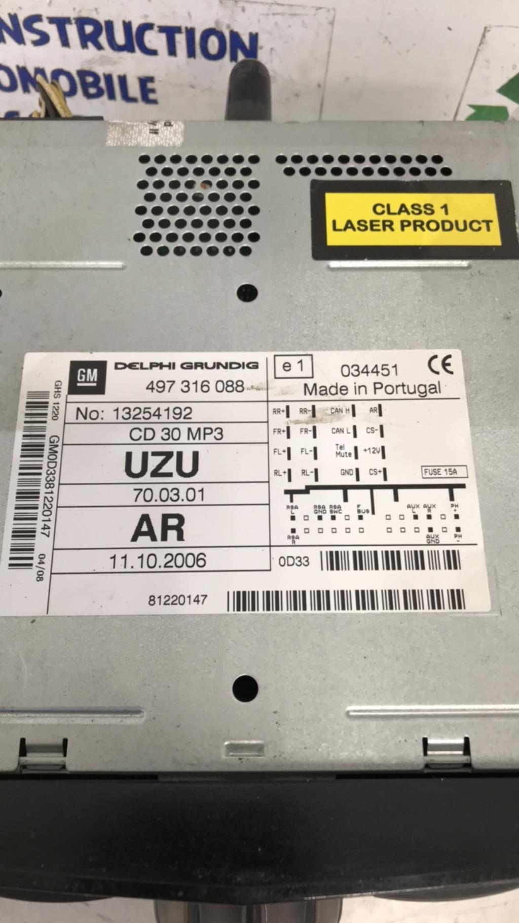 Autoradio d'origine OPEL CORSA D PHASE 1 Diesel - 1
