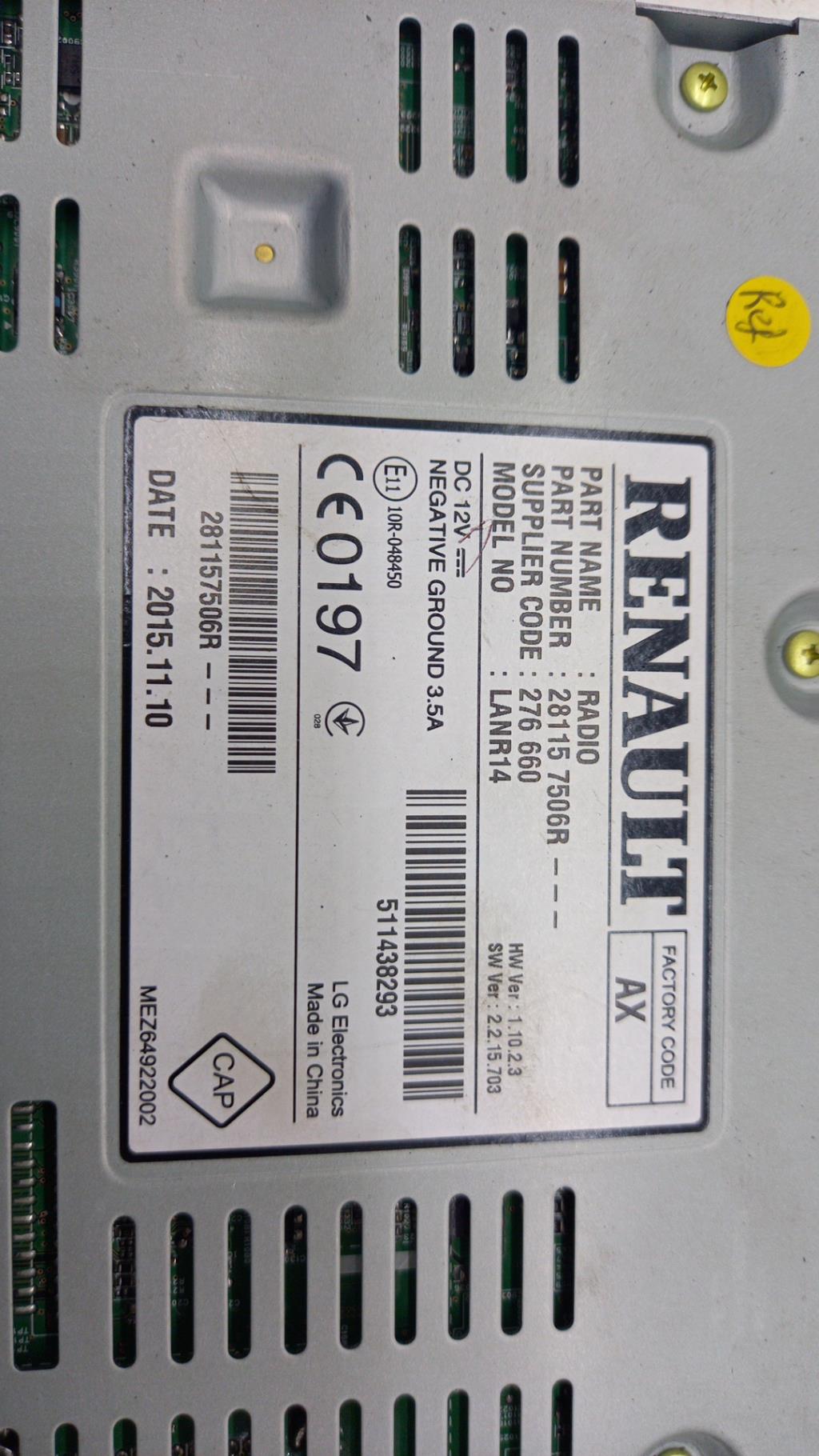 Autoradio originale RENAULT MEGANE 4 PHASE 1 Gasolina - 1