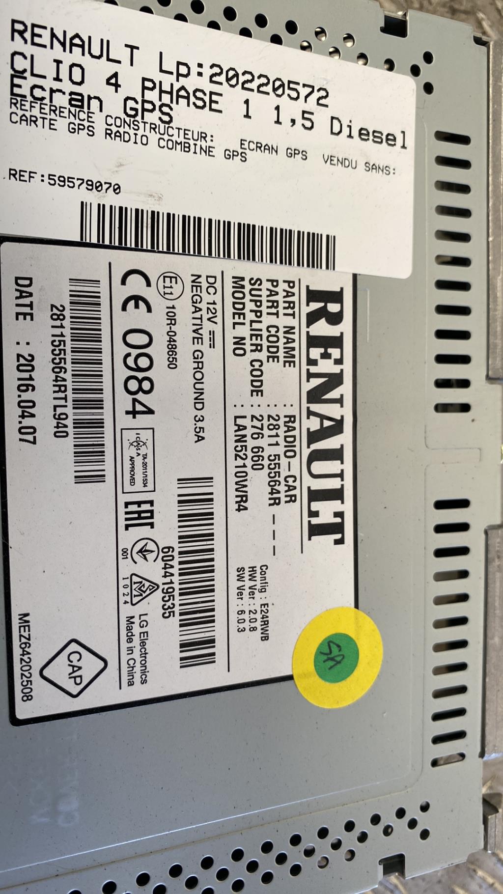 Ecran GPS RENAULT CLIO 4 PHASE 1 Diesel - 1