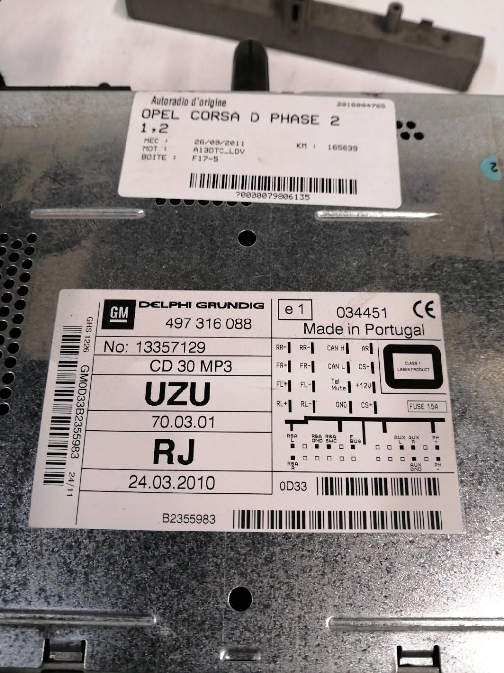 Autoradio d'origine OPEL CORSA D PHASE 2  - 1