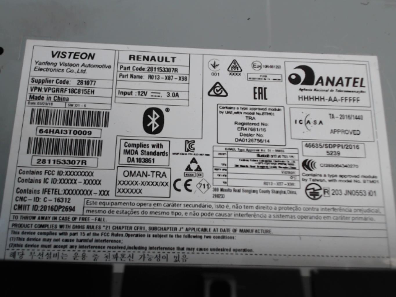 Autoradio originale RENAULT CLIO 4 PHASE 2 Gasolina - 1
