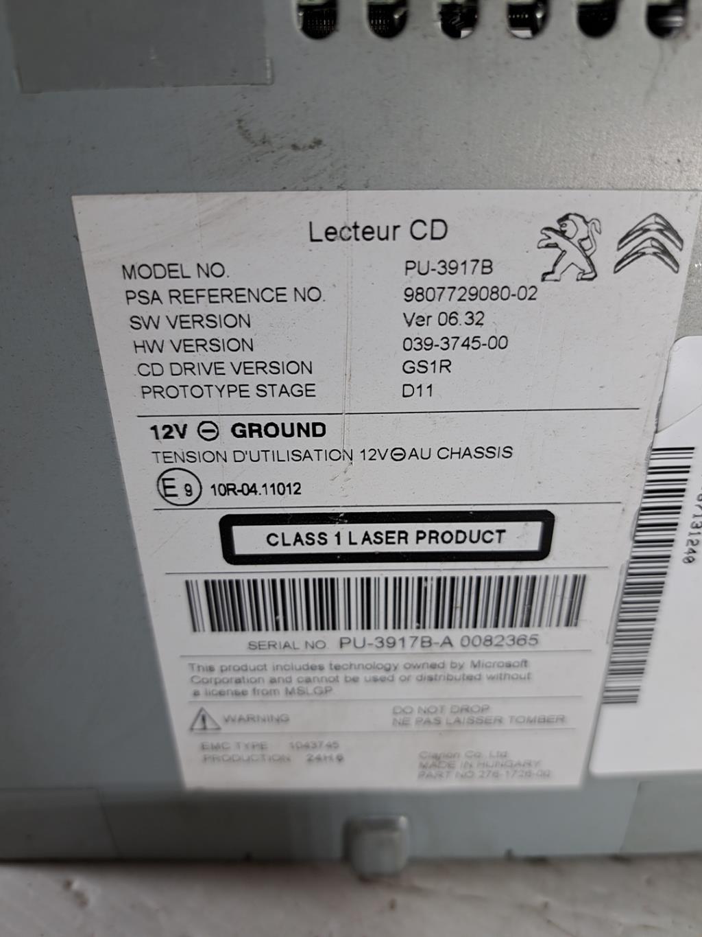 Chargeur CD PEUGEOT 508 1 PHASE 2 Diesel - 1