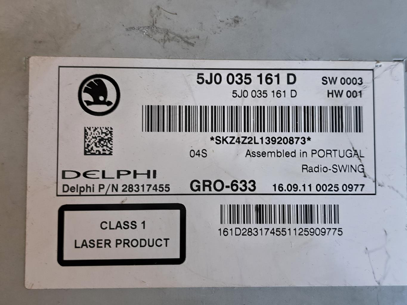 Autoradio d'origine SKODA FABIA 2 PHASE 2 Diesel - 1