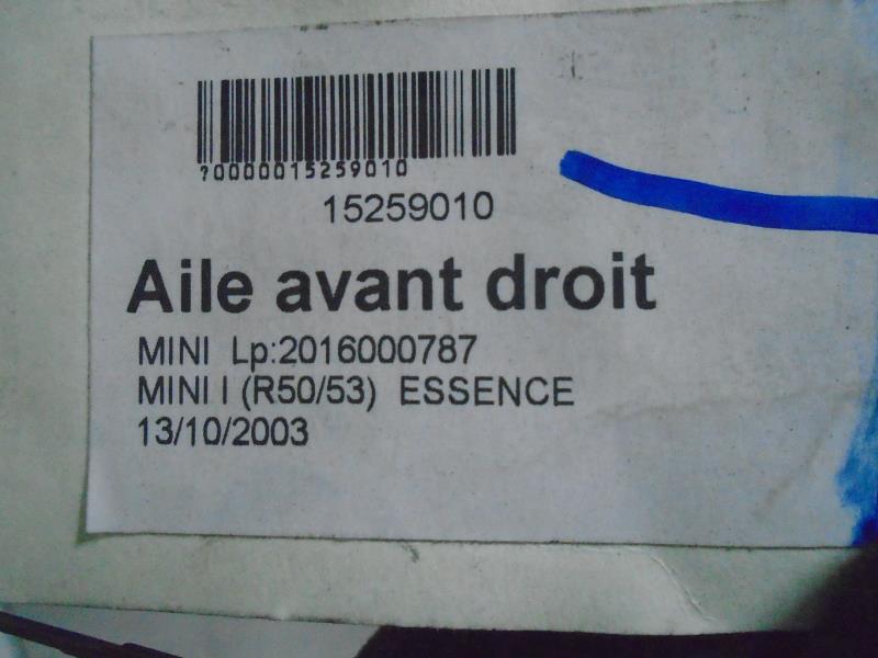Aile avant droit MINI MINI 1 R50/R53 PHASE 1 Essence - 1