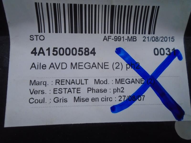 Aile avant droit RENAULT MEGANE 2 PHASE 2 BREAK Diesel - 1