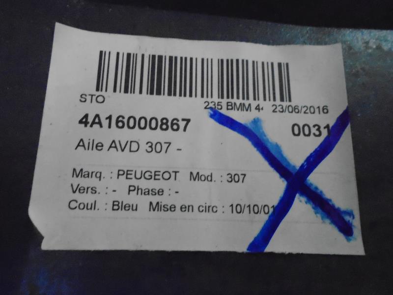 Aile avant droit PEUGEOT 307 PHASE 1 Essence - 1