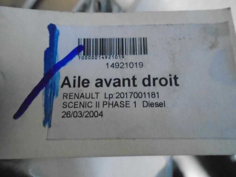 Aile avant droit RENAULT SCENIC 2 PHASE 1 Diesel - 1