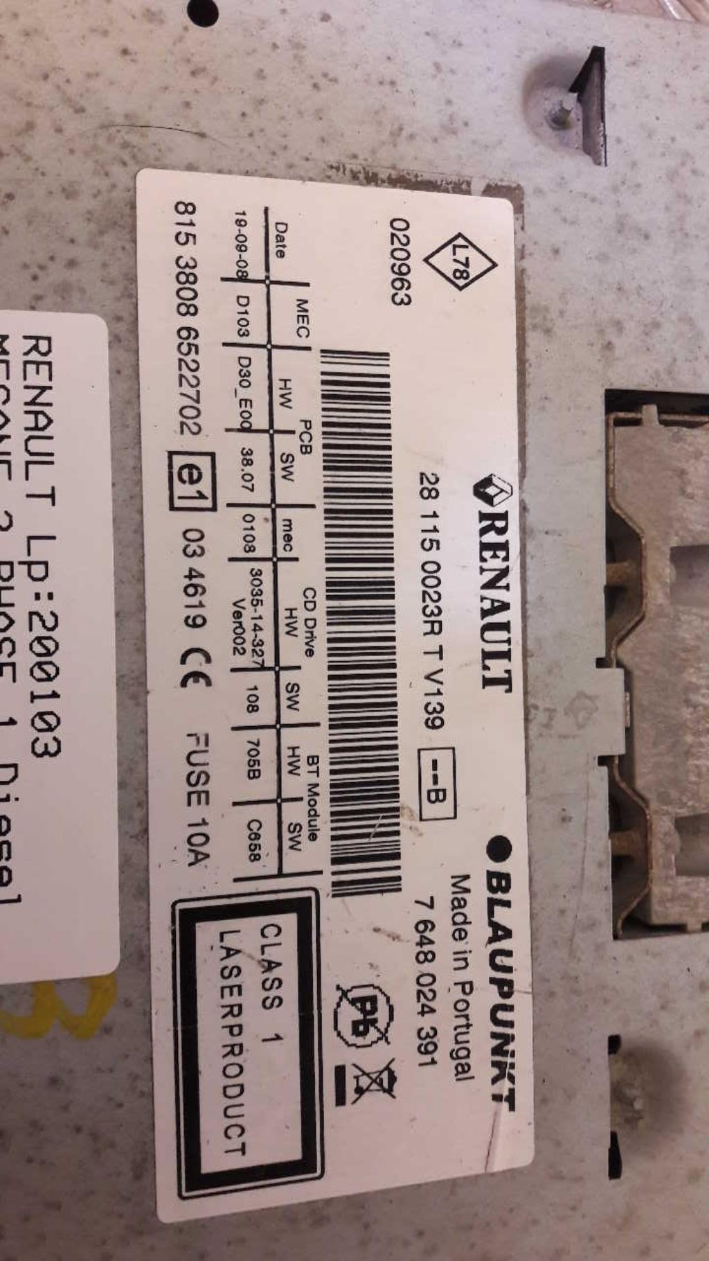 Autoradio RENAULT MEGANE 3 PHASE 1 Diesel - 1