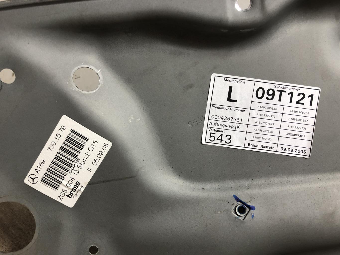 Meccanismo alzacristalli elettrico posteriore sinistro MERCEDES CLASSE B 245 PHASE 1 Diésel - 1