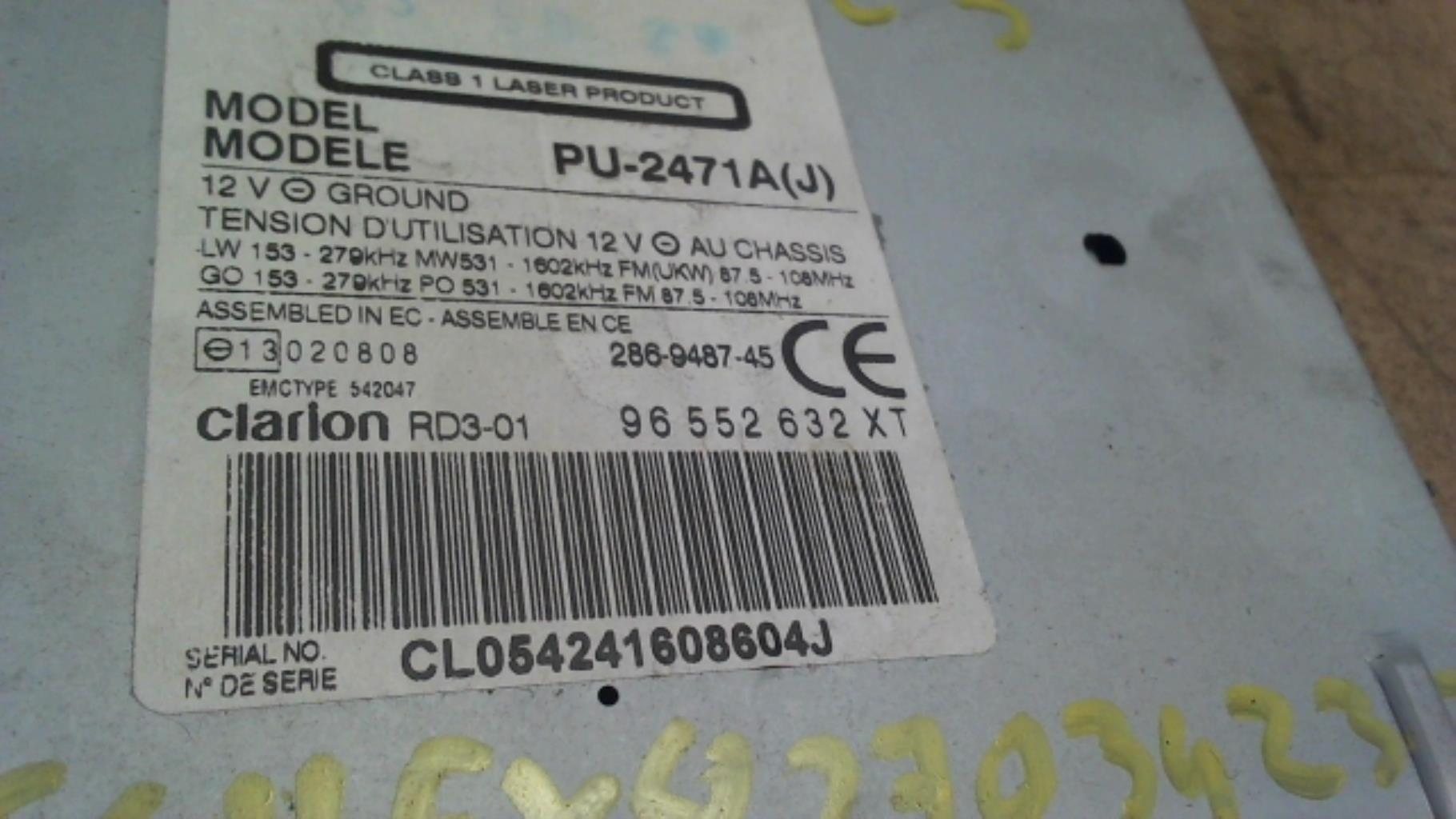 Autoradio d'origine CITROEN C3 1 PHASE 1 Essence - 1