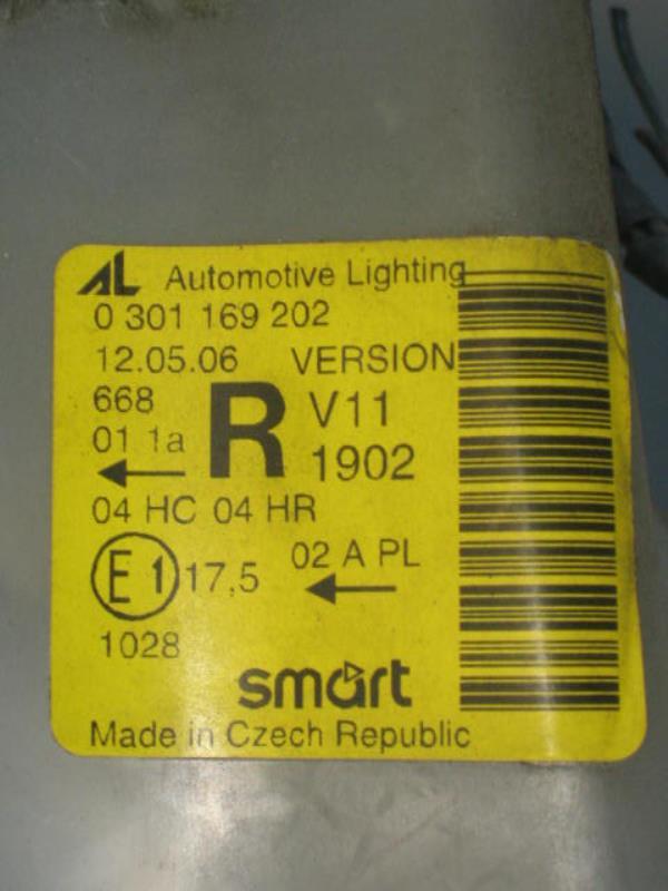 Gruppo ottico anteriore principale destro (luci)(faro) SMART FORTWO 1 PHASE 2 COUPE Gasolina - 1