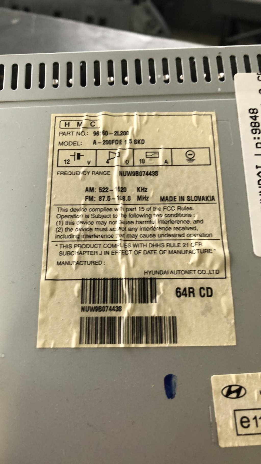 Autoradio HYUNDAI I 30 1 PHASE 1 Diesel - 1