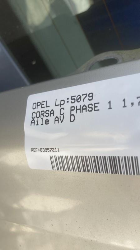 Aile avant droit OPEL CORSA C PHASE 1 Diesel - 1