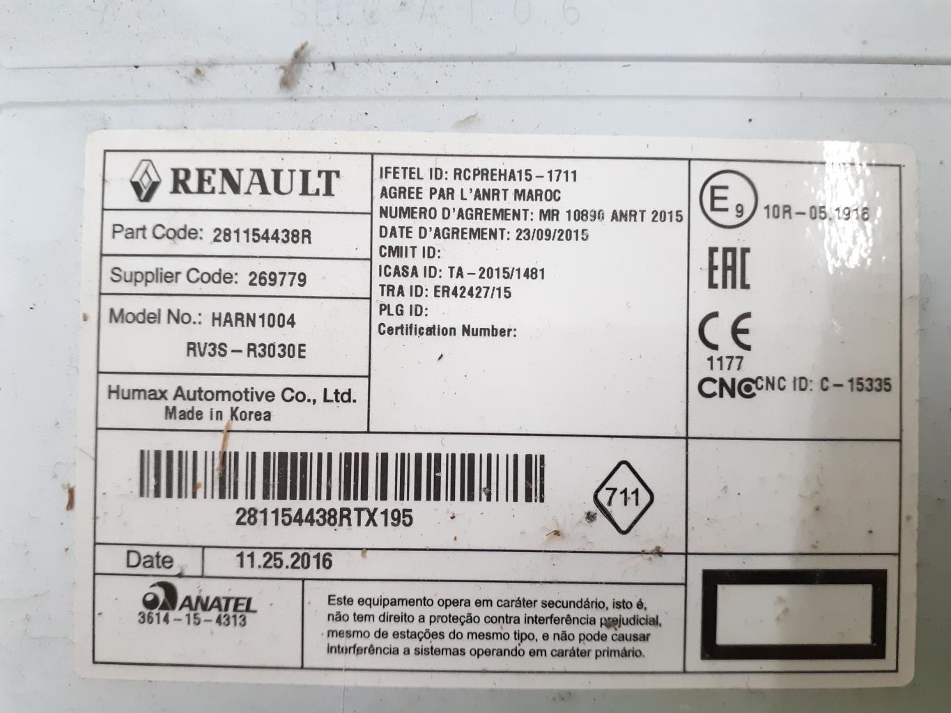 Autoradio originale RENAULT ZOE 1 Electricidad - 1