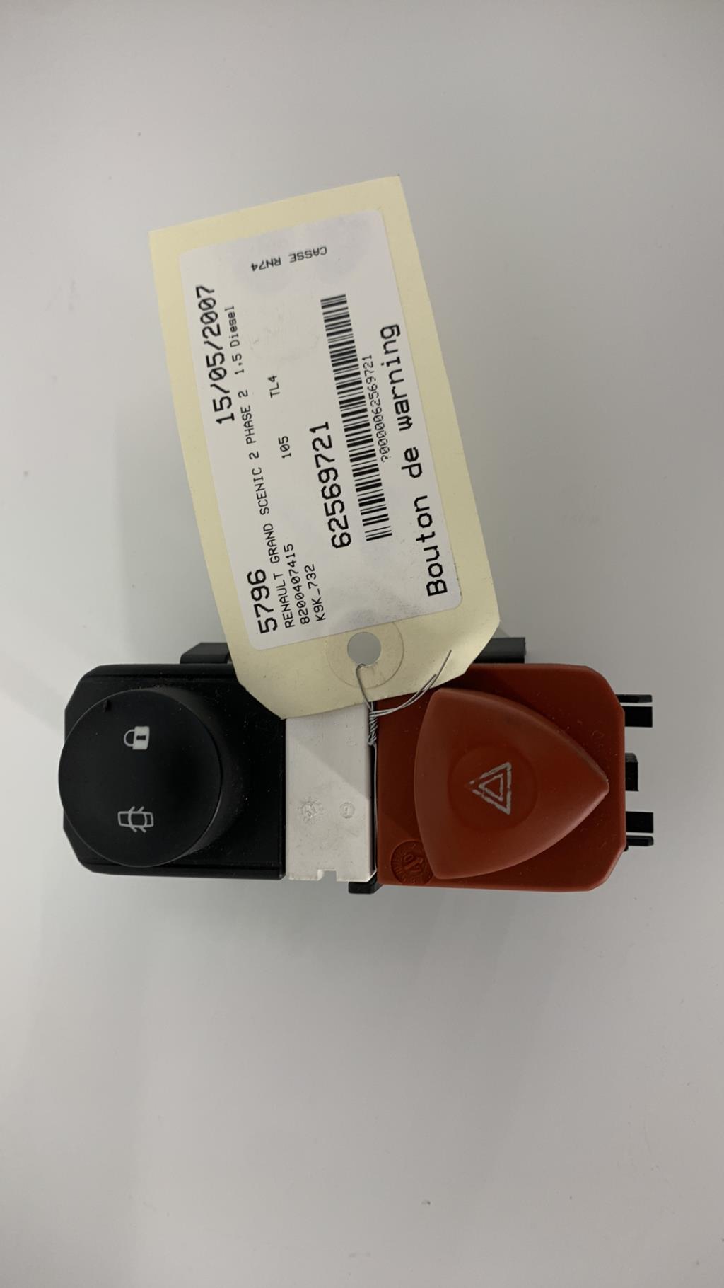 Bouton de warning RENAULT GRAND SCENIC 2 PHASE 2 Diesel - 1