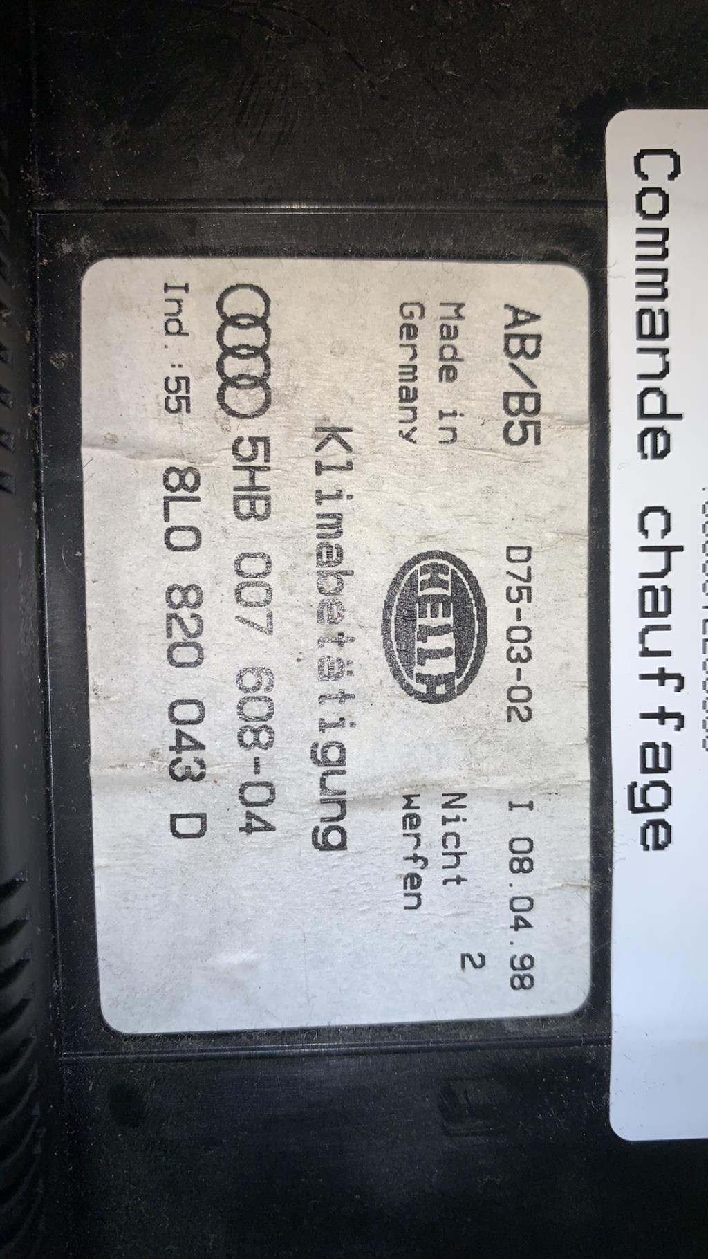 Commande chauffage AUDI A4 1 PHASE 1 Diesel - 1