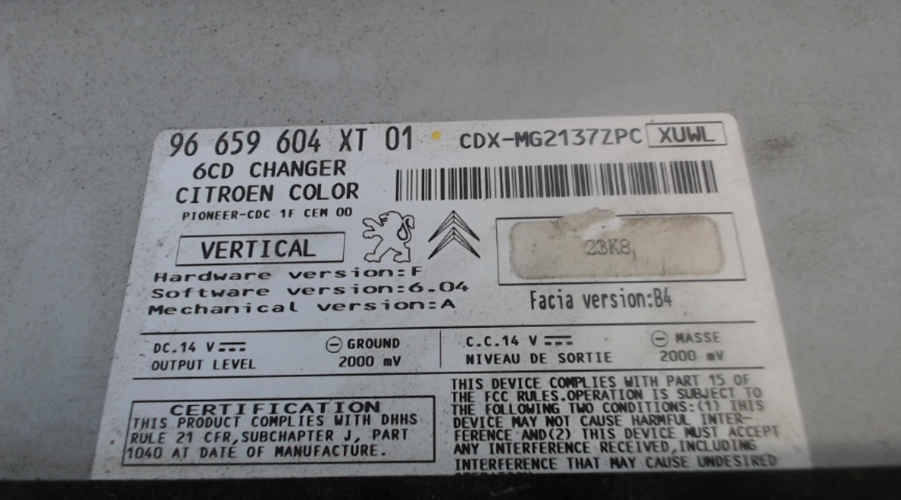Chargeur CD CITROEN C4 1 PHASE 2 COUPE  - 1