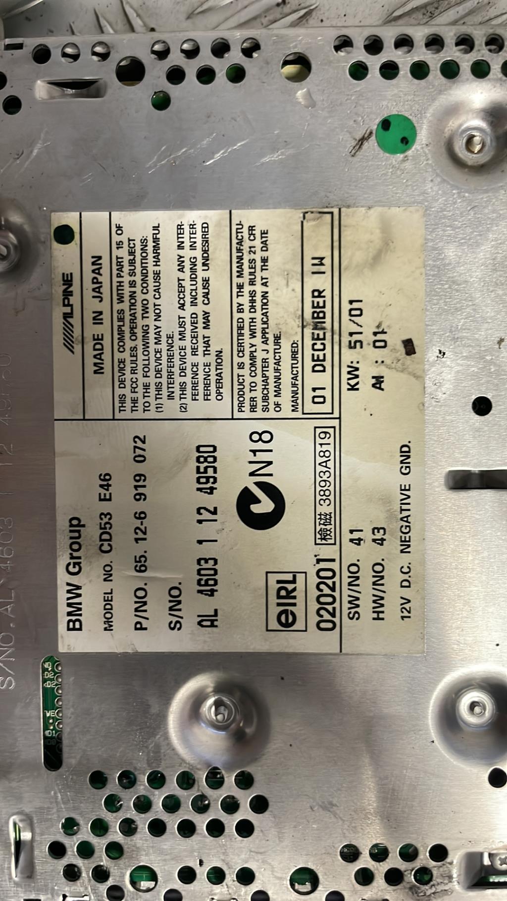 Autoradio originale BMW SERIE 3 E46 COMPACT PHASE 1 Gasolina - 1