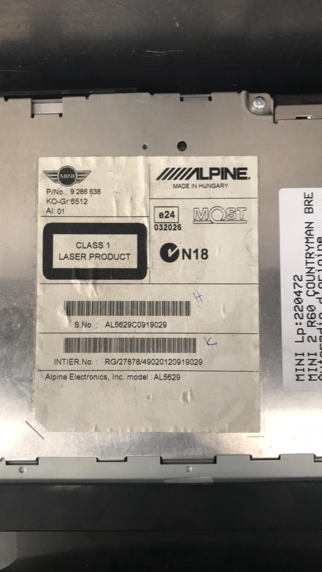 Autoradio d'origine MINI MINI 2 R60 COUNTRYMAN BREAK Diesel - 1