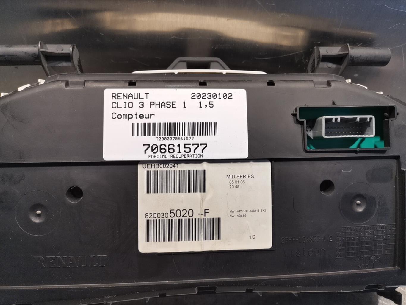 Compteur RENAULT CLIO 3 PHASE 1 Diesel - 1