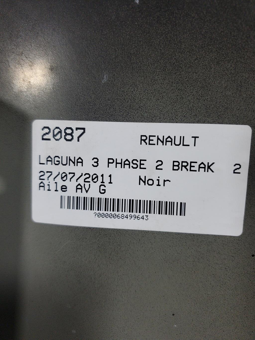 Aile avant gauche RENAULT LAGUNA 3 PHASE 2 BREAK Diesel - 1