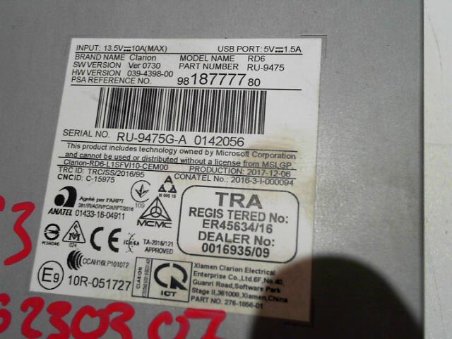 Autoradio originale CITROEN C3 3 PHASE 1 Gasolina - 1